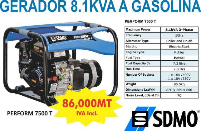 Gerador 8.1KVA SDMO A Gasolina 3Ph (SDMO) Bairro do Mavalane - imagem 2