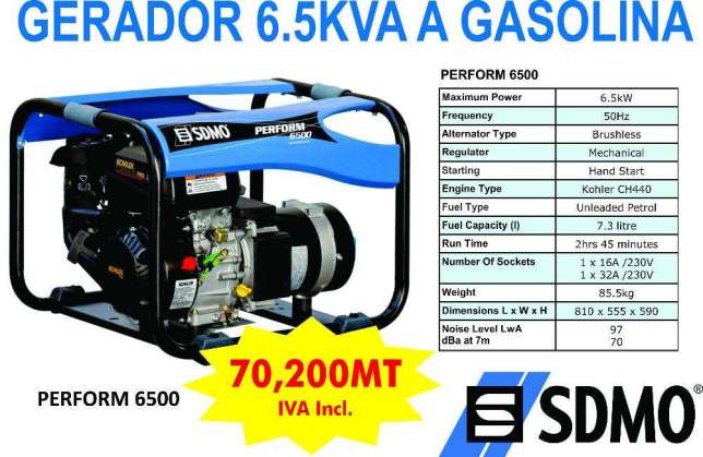 Gerador 6.5 KVA a Gasolina 1PH (SDMO) Bairro do Mavalane - imagem 2