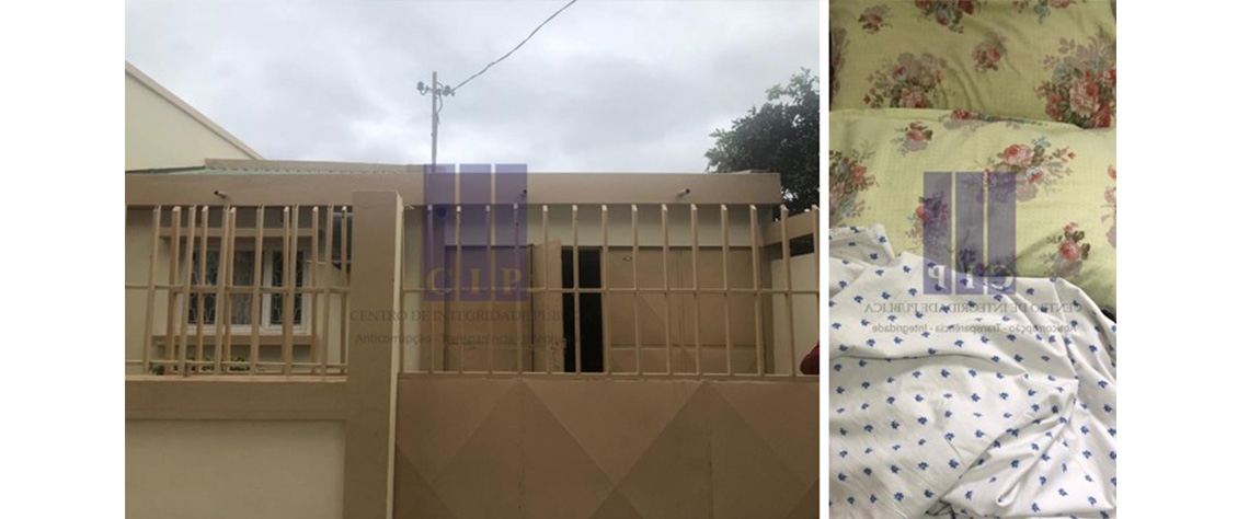 Entrada de garagem e cena do quarto onde a menor foi violada 